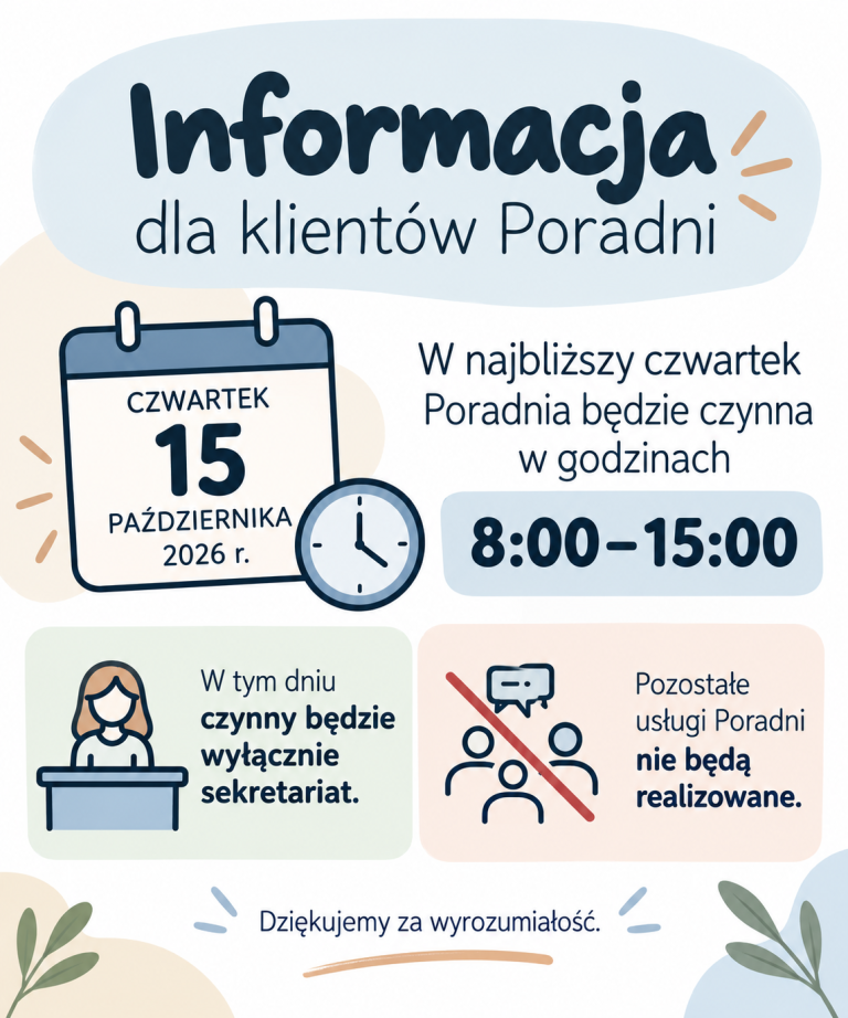 Read more about the article Informacja dla klientów Poradni